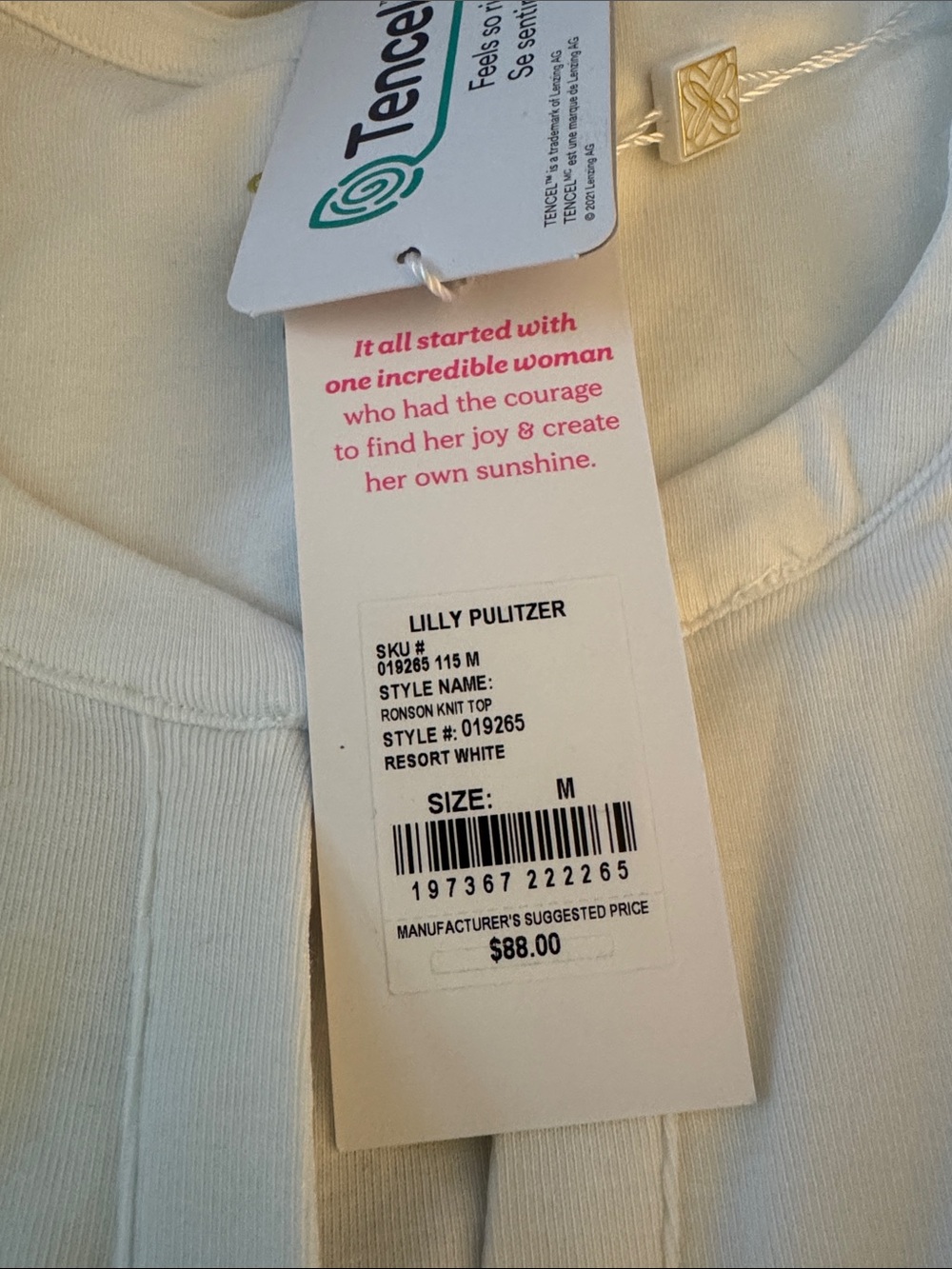 Lilly Pulitzer Resort White Ronson Puff-Sleeve V-Neck M New with Tags - Picture 5 of 5